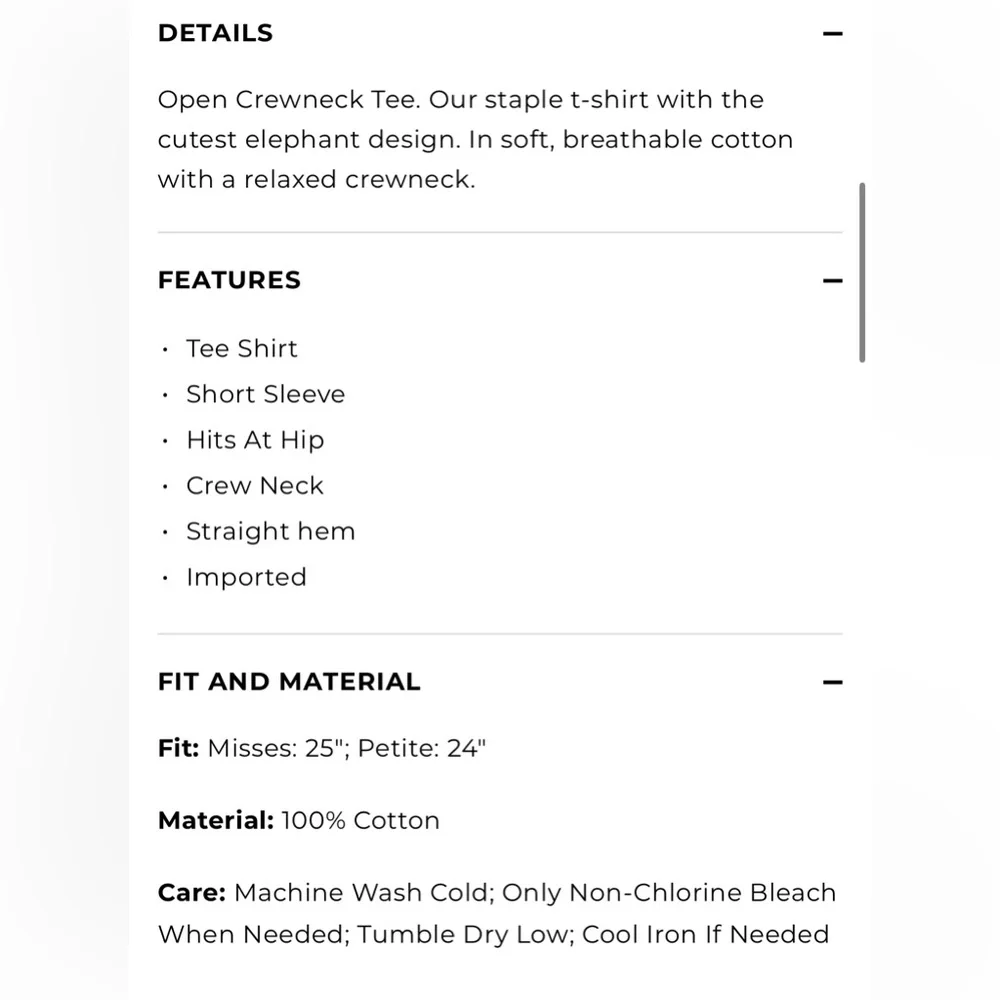 Talbots Embroidered Elephants Short Sleeve Crew Neck T-Shirt Size Medium Petite - Picture 9 of 9